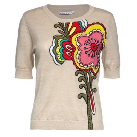 Alice + Olivia 3D Embroidered Tee